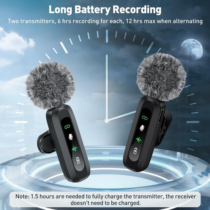 USB-C Lavalier Microphone, Clip-On Audio Mic with Clip & Indicator Light, Mini Microphones Kit, Wireless Microphones for Type-C Android Phones/Tablets/Pc Video Recording, Streaming Equipment