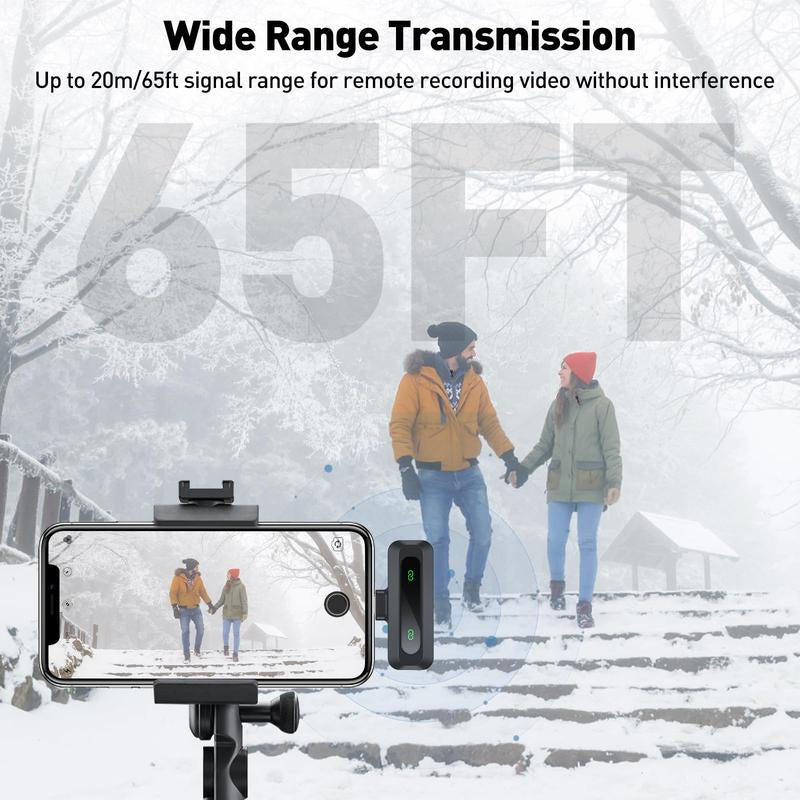 USB-C Lavalier Microphone, Clip-On Audio Mic with Clip & Indicator Light, Mini Microphones Kit, Wireless Microphones for Type-C Android Phones/Tablets/Pc Video Recording, Streaming Equipment