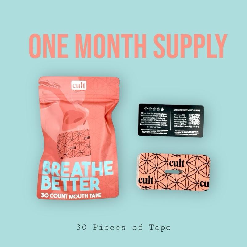 Beginner Breathebetter CULT Mouth Tape - 30 Tapes for Sleep, Meditation, Breathwork, Fitness, and Focus